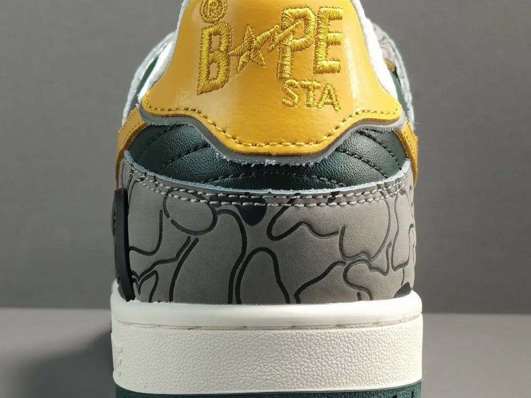 BAPE SK8 STA sneakers grey mustard yellow streetwear casual premium stylish shoes