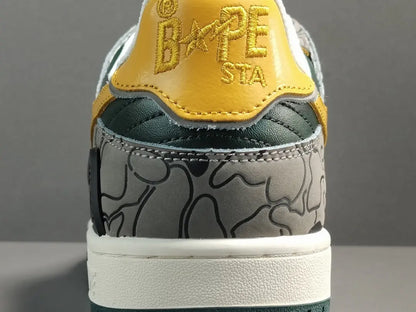 BAPE SK8 STA sneakers grey mustard yellow streetwear casual premium stylish shoes