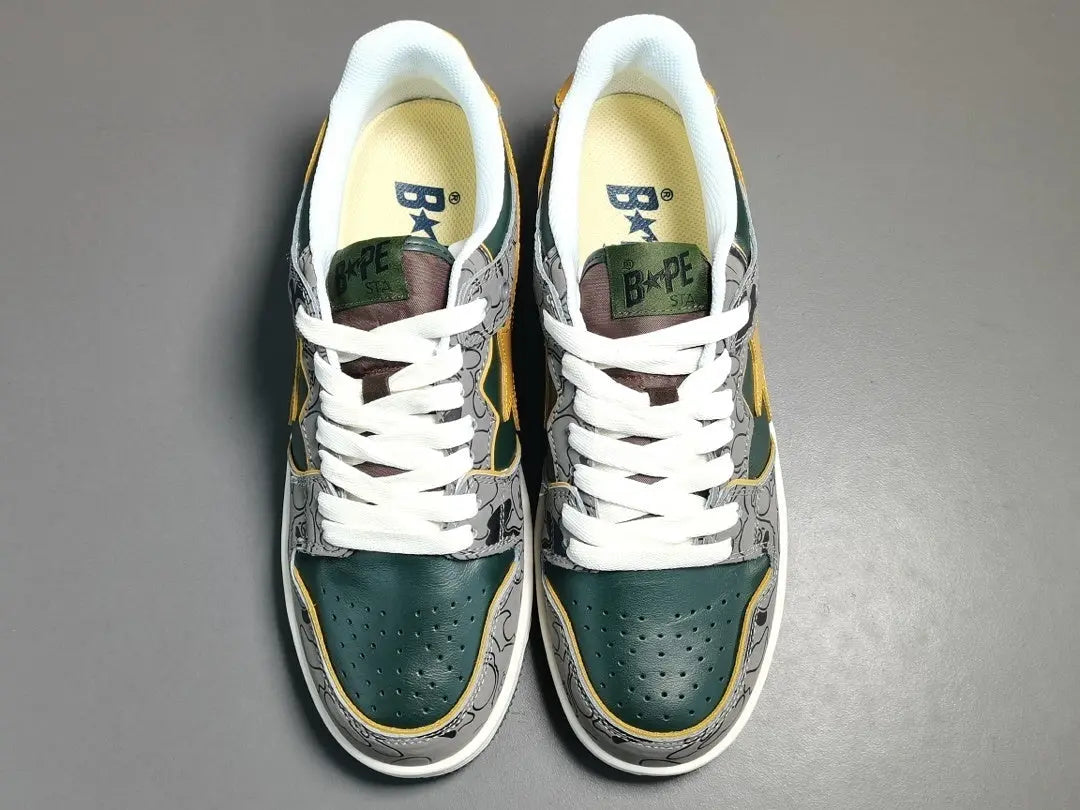 BAPE SK8 STA sneakers grey mustard yellow streetwear casual premium stylish shoes
