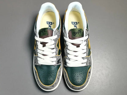 BAPE SK8 STA sneakers grey mustard yellow streetwear casual premium stylish shoes