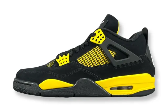 Jordan 4 Thunder black yellow premium limited edition retro basketball sneakers men’s

