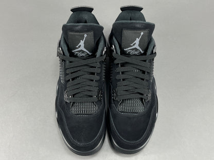 Air Jordan 4 Black Cat sneakers in all-black suede, retro basketball shoes