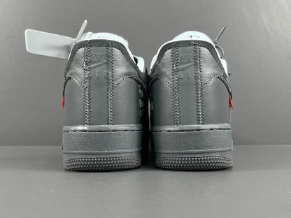 Nike Air Force 1 x Off-White custom grey sneaker with deconstructed design and zip tie
