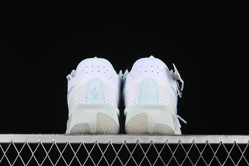 Nike Air Zoom GT Cut 3 White Aquarius Blue basketball shoes front view performance sneakers