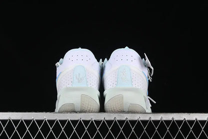 Nike Air Zoom GT Cut 3 White Aquarius Blue basketball shoes front view performance sneakers
