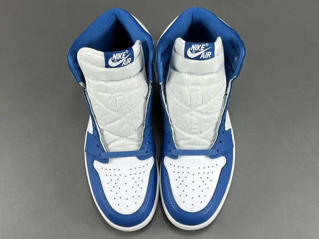 Air Jordan 1 High Retro OG True Blue side view white blue leather sneaker