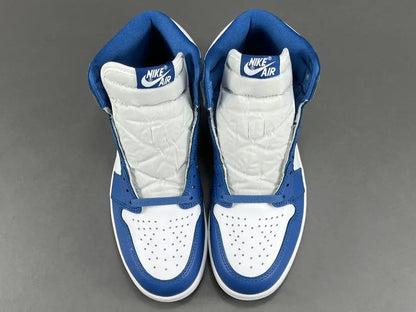 Air Jordan 1 High Retro OG True Blue side view white blue leather sneaker
