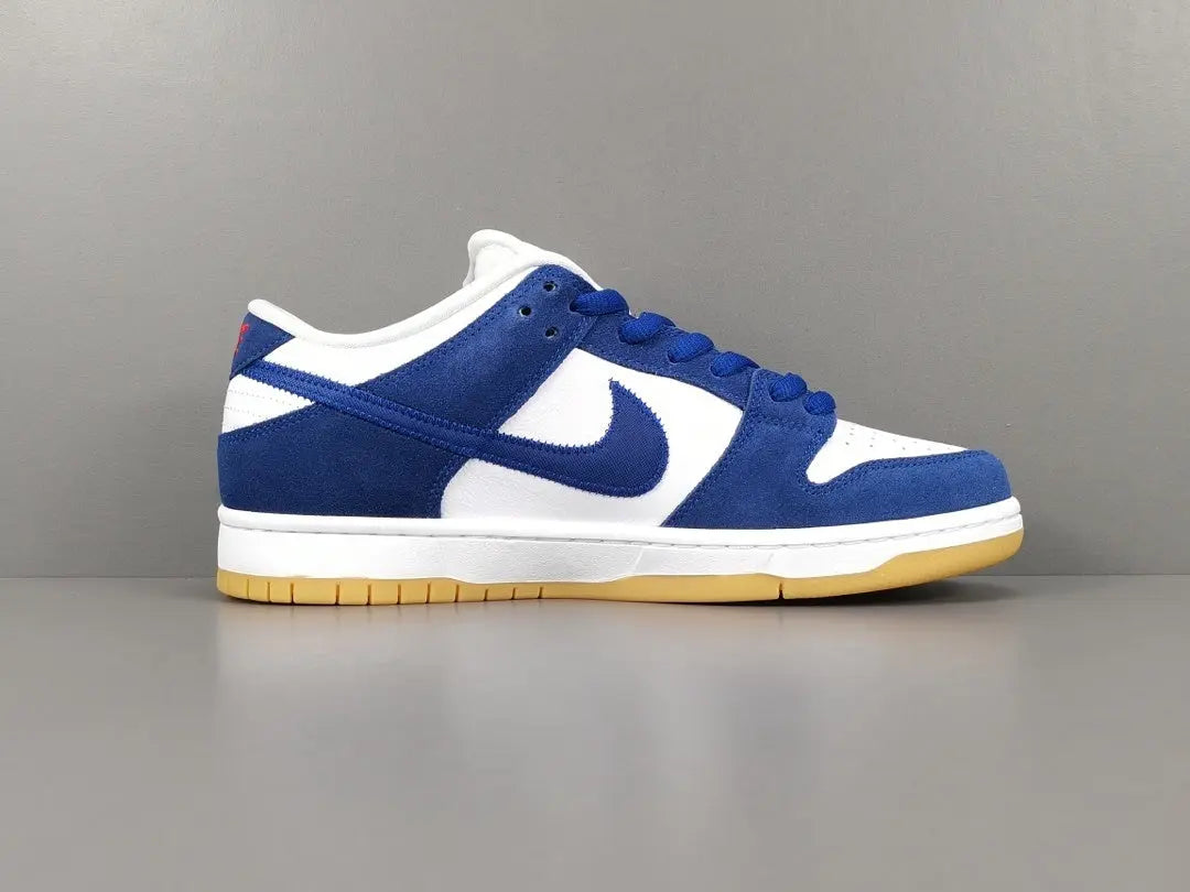 Nike SB Dunk Los Angeles Dodgers low top sneaker side view blue white