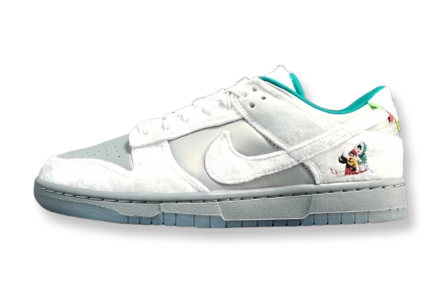 White sneaker with colorful design on a white background
