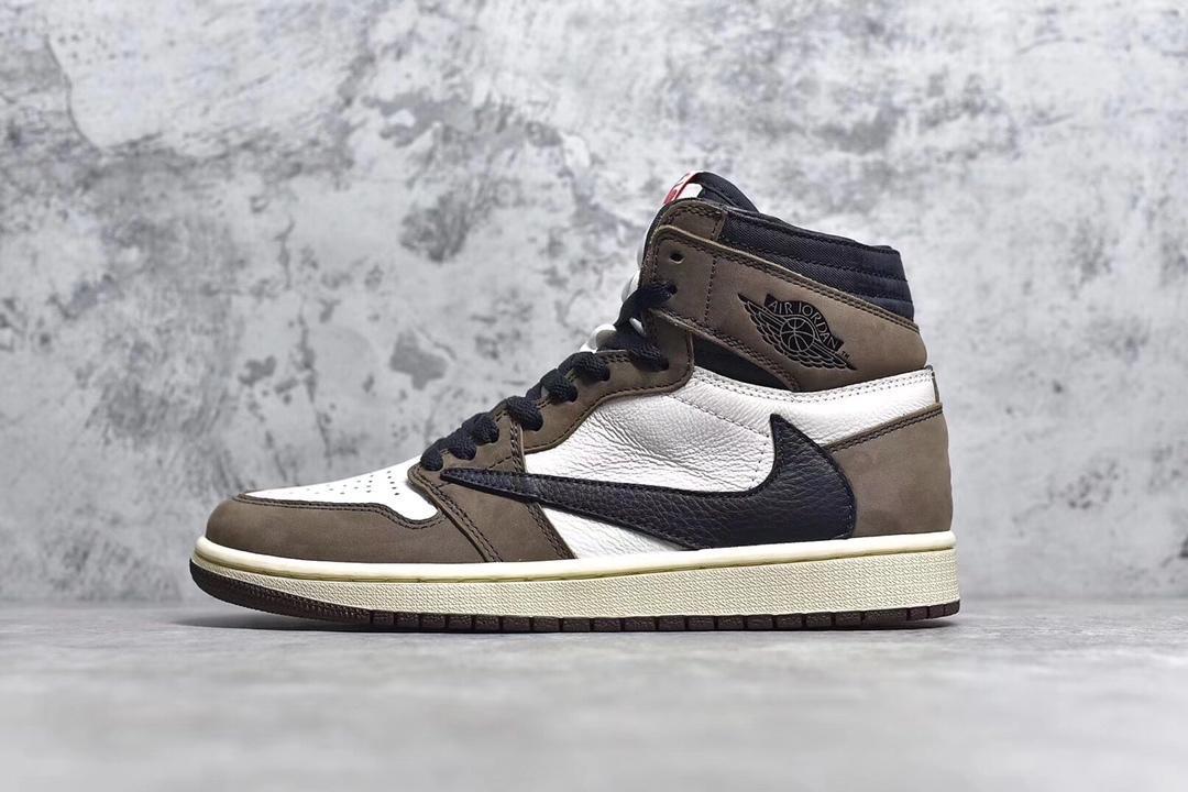 Jordan 1 High Travis Scott sneakers featuring iconic reverse Swoosh and premium design