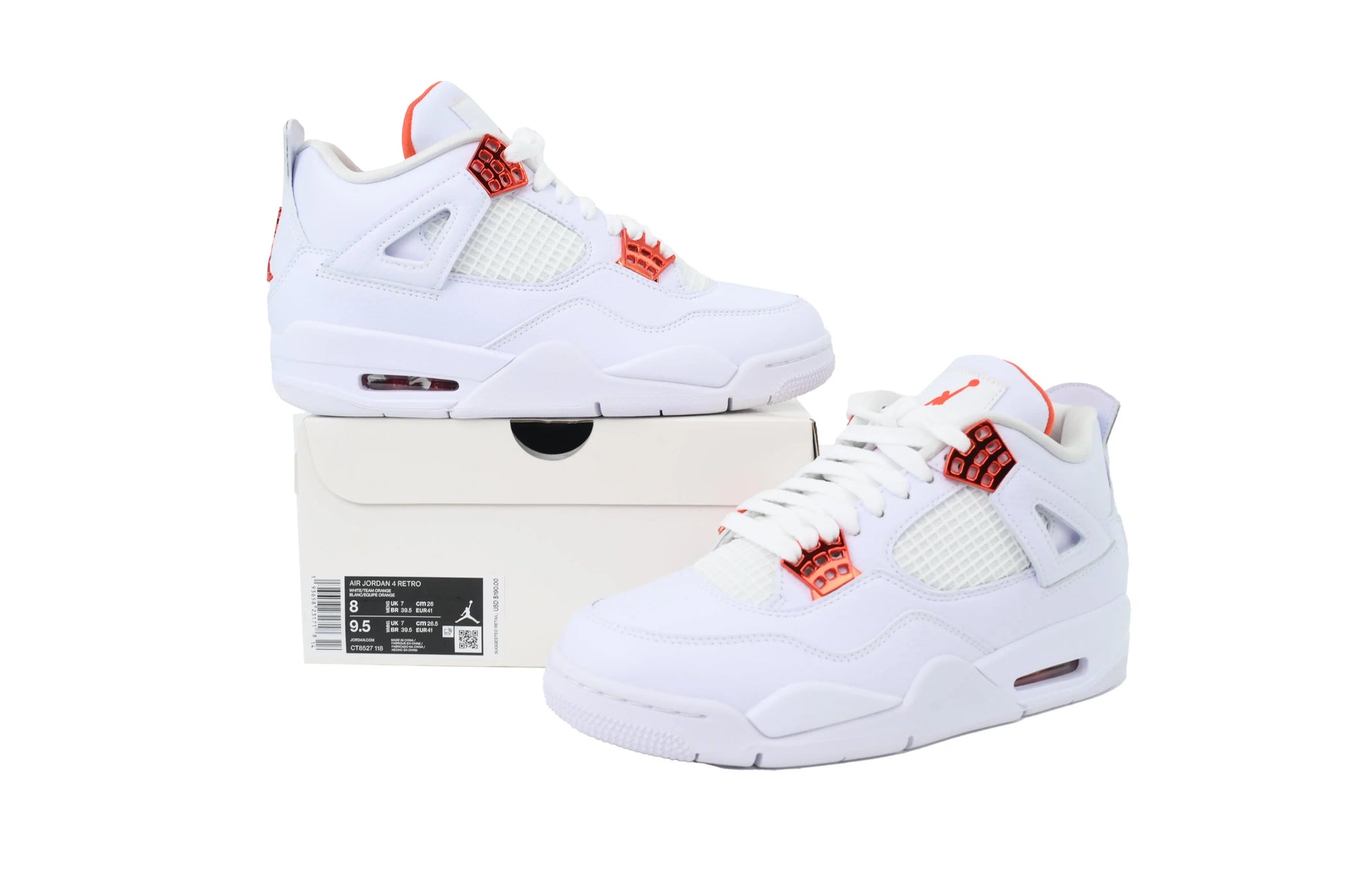 Jordan 4 Metallic Orange orange white leather retro sneakers unisex premium
