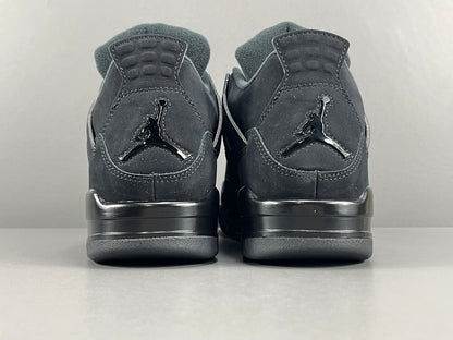 Air Jordan 4 Black Cat sneakers in all-black suede, retro basketball shoes
