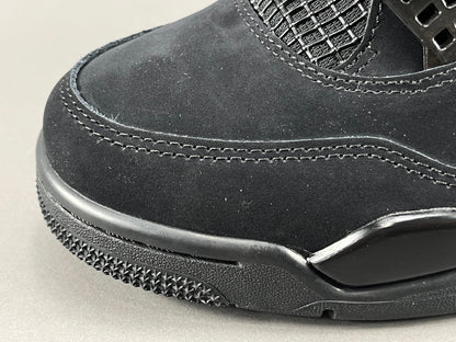 Air Jordan 4 Black Cat sneakers in all-black suede, retro basketball shoes