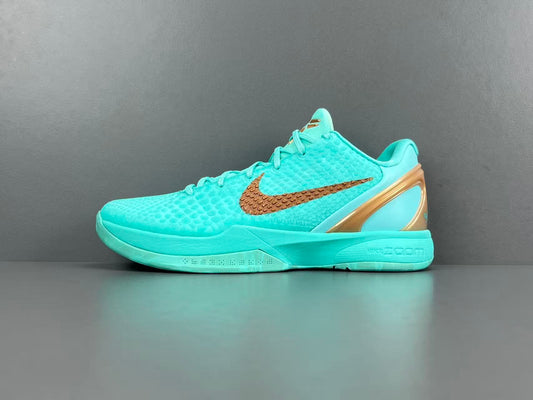 Nike Kobe 6 Protro Jalen Brunson Statue of Liberty basketball shoes green and metallic design
