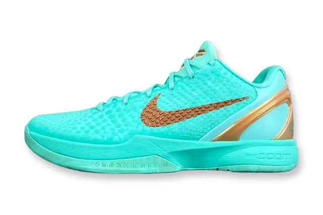Nike Kobe 6 Protro Jalen Brunson Statue of Liberty basketball shoes green and metallic design
