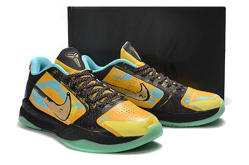 Nike Kobe 5 Prelude Finals MVP basketball shoes with multicolor artistic design
