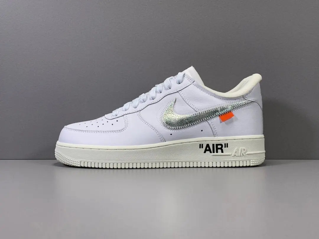 Nike Air Force 1 Off-White sneaker with deconstructed design and zip tie
