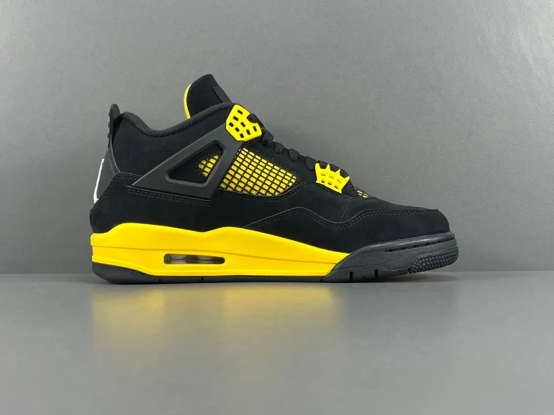 Jordan 4 Thunder black yellow premium limited edition retro basketball sneakers men’s
