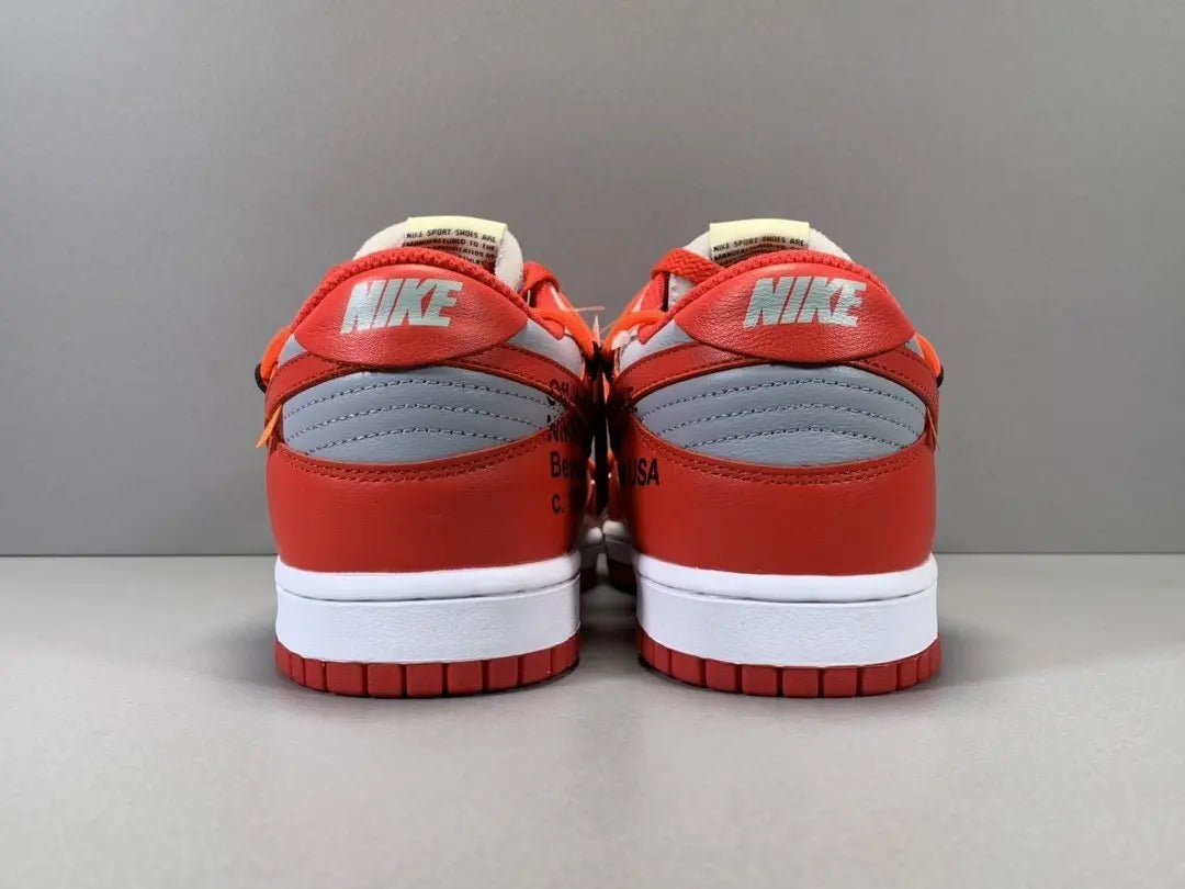 Nike Dunk Off White University Red grey low top sneaker side view
