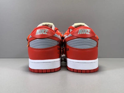Nike Dunk Off White University Red grey low top sneaker side view