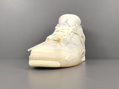 Off-White Jordan 4 Sail sneaker with translucent cage details and zip tie