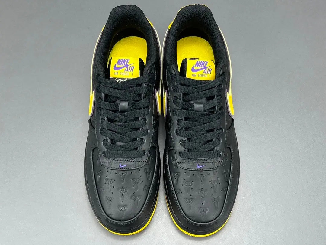Nike Air Force 1 Kobe Bryant Lakers Away purple and gold leather sneakers
