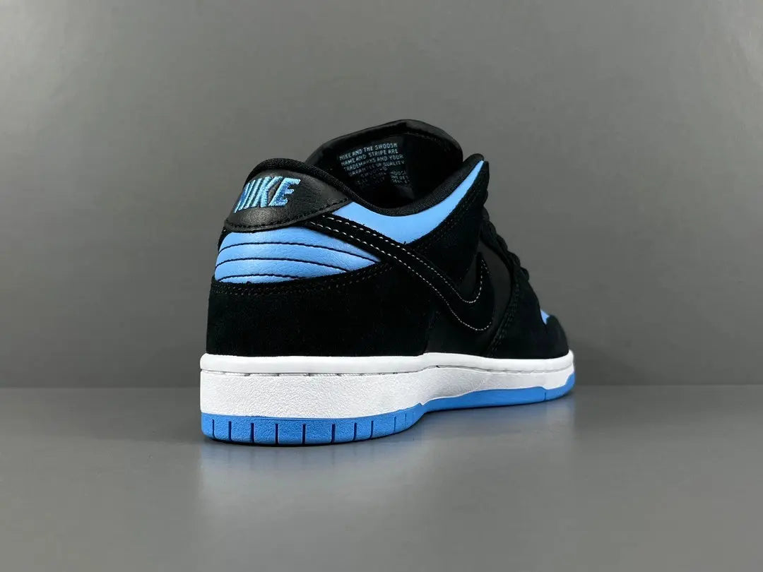 Nike SB Dunk Low Black University Blue sneaker premium leather suede limited edition skateboarding streetwear shoe