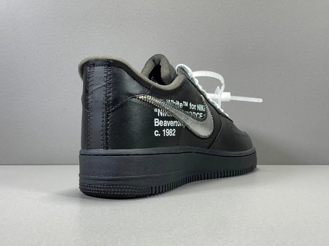 Nike Air Force 1 x Off-White MoMA black deconstructed sneaker collaboration closeup
