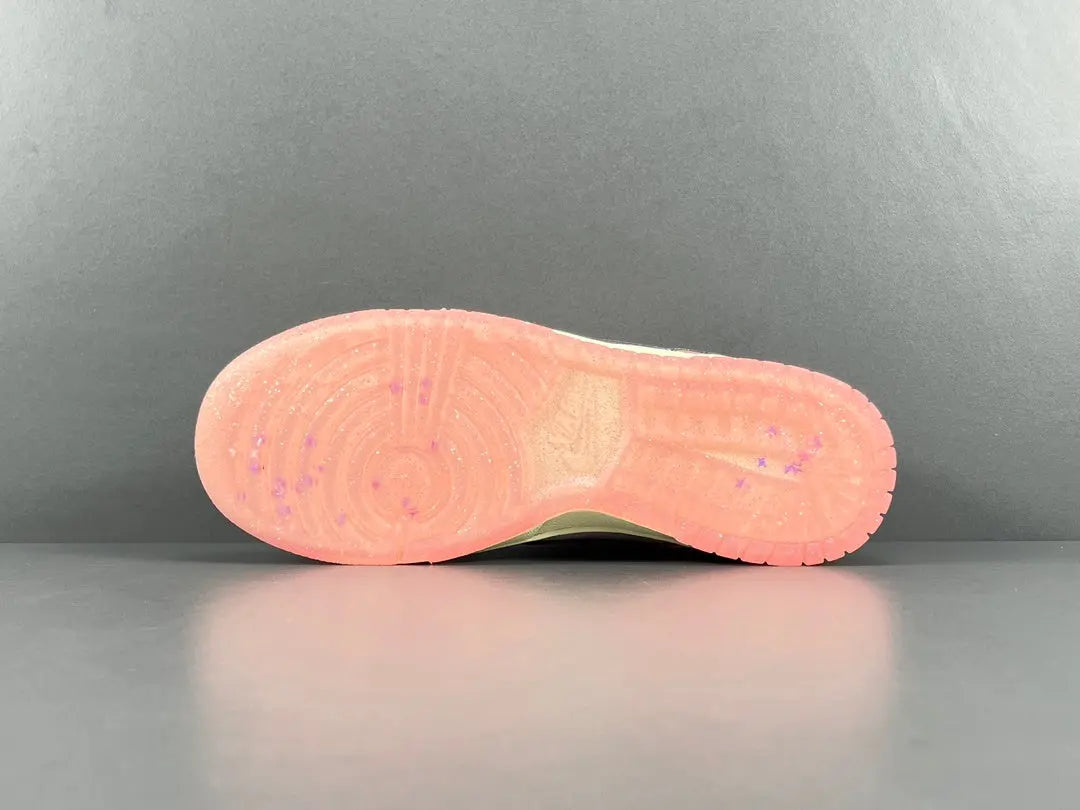 Nike Dunk x Barbie low top sneaker hot pink white side view