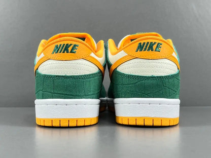 Nike SB Dunk Legion Pine Kumquat low top skate sneaker side view green orange