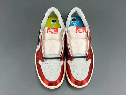 Air Jordan 1 Low OG Trophy Room side view white red leather sneaker
