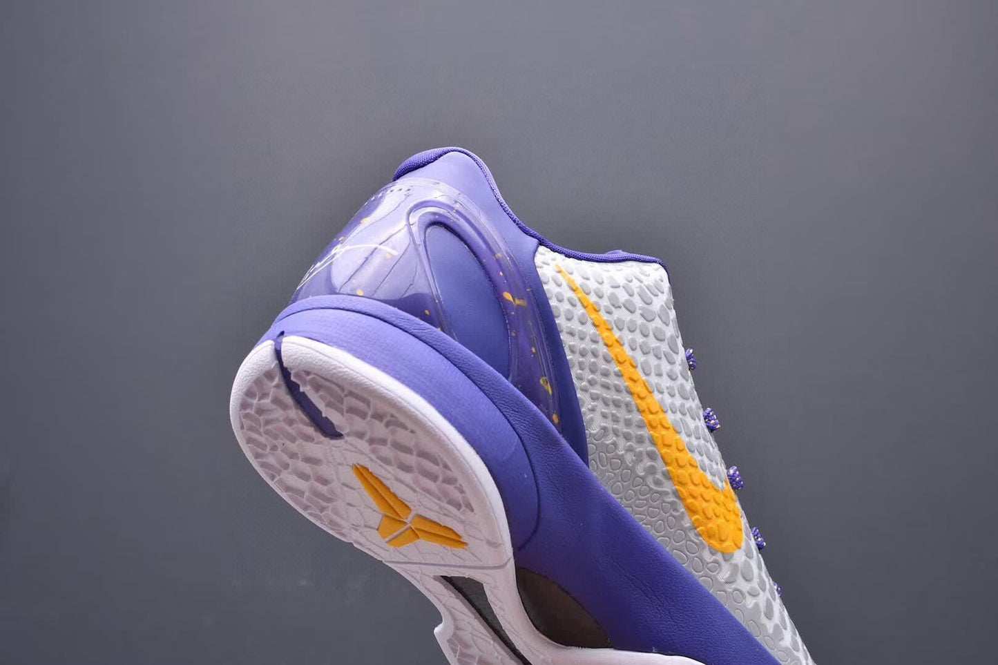 Nike Kobe 6 Lakers Home basketball shoes in purple and gold team colors
