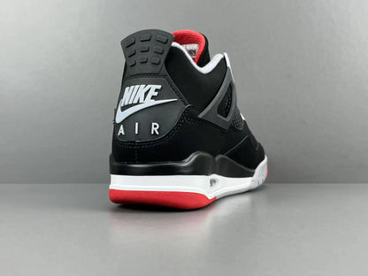 Air Jordan 4 Bred black red sneakers iconic men's basketball shoes premium leather
