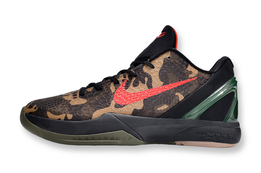 Nike Kobe 6 Italian Camo basketball shoes featuring military inspired camouflage pattern
