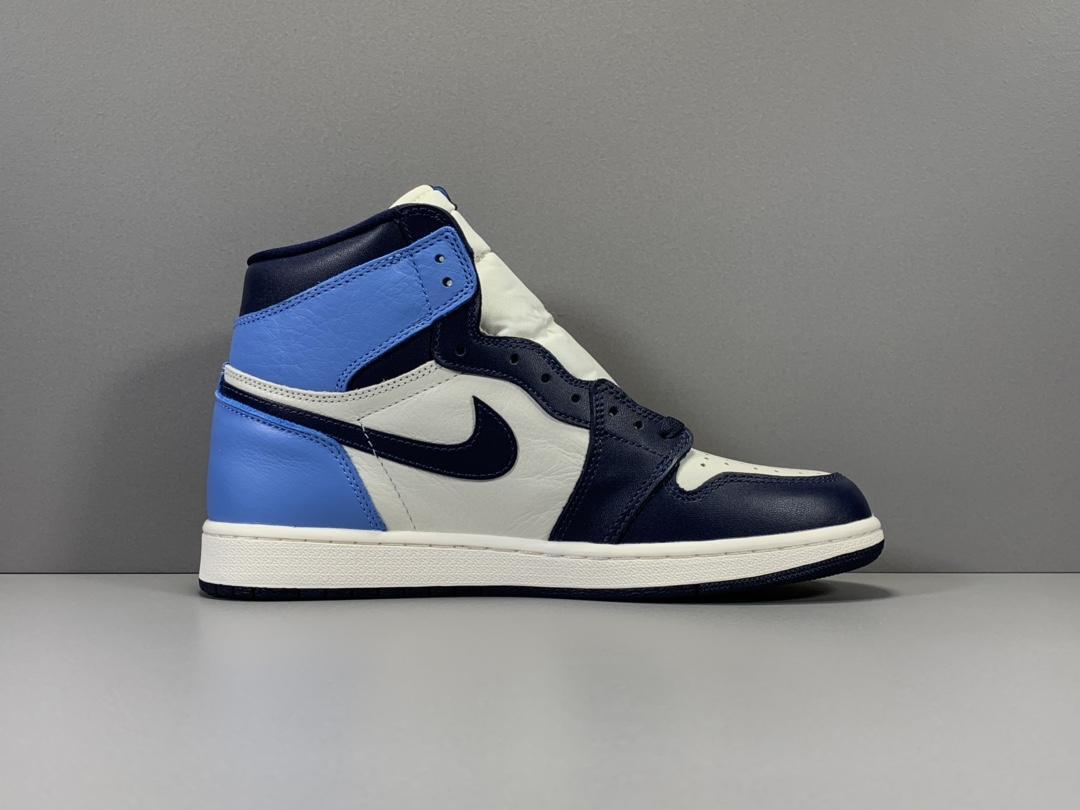 Jordan 1 High Obsidian UNC sneakers featuring navy, university blue, and premium leather