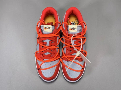 Nike Dunk Off White University Red grey low top sneaker side view