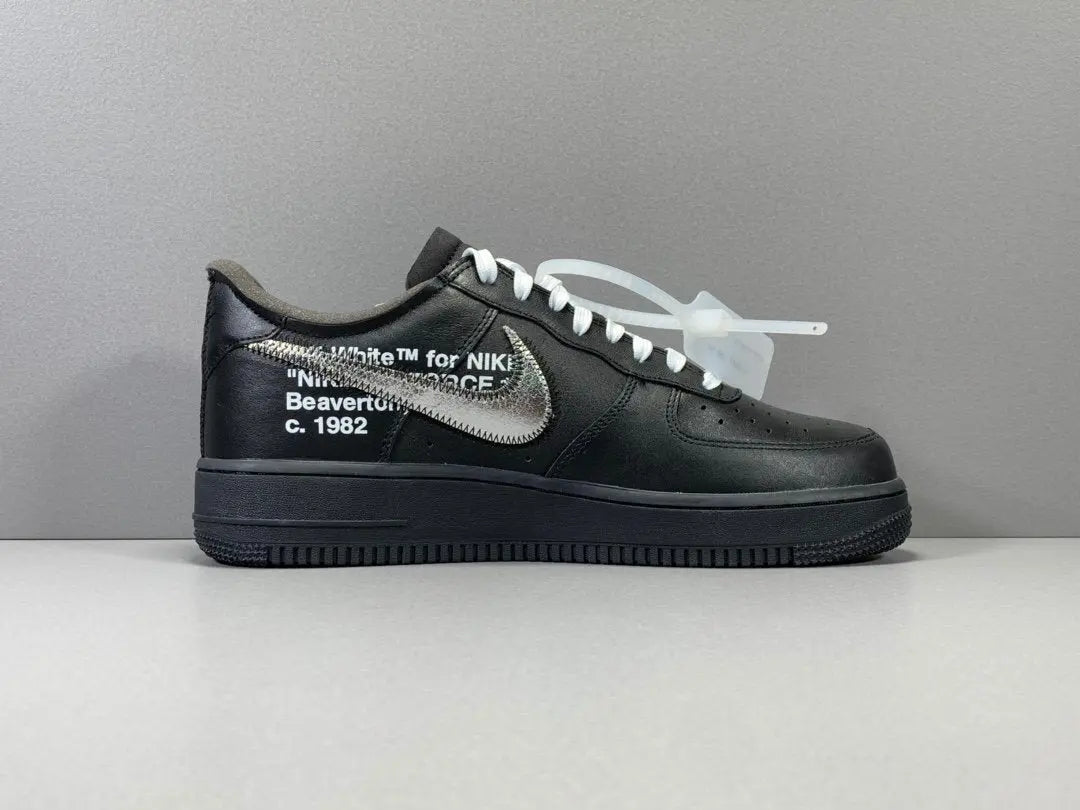 Nike Air Force 1 x Off-White MoMA black deconstructed sneaker collaboration closeup
