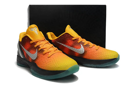 Nike Kobe 6 ASG Orange County Sunset sneakers with vibrant gradient colors and low-top silhouette.
