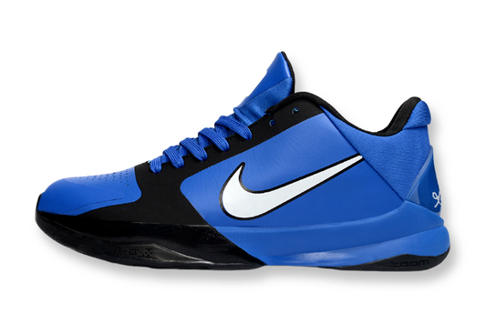 Nike Kobe 5 Protro Duke PE Game Royal basketball shoes in blue and white colorway
