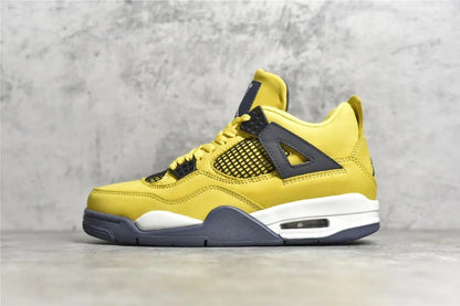 Air Jordan 4 Lightning yellow black sneakers premium men's shoes
