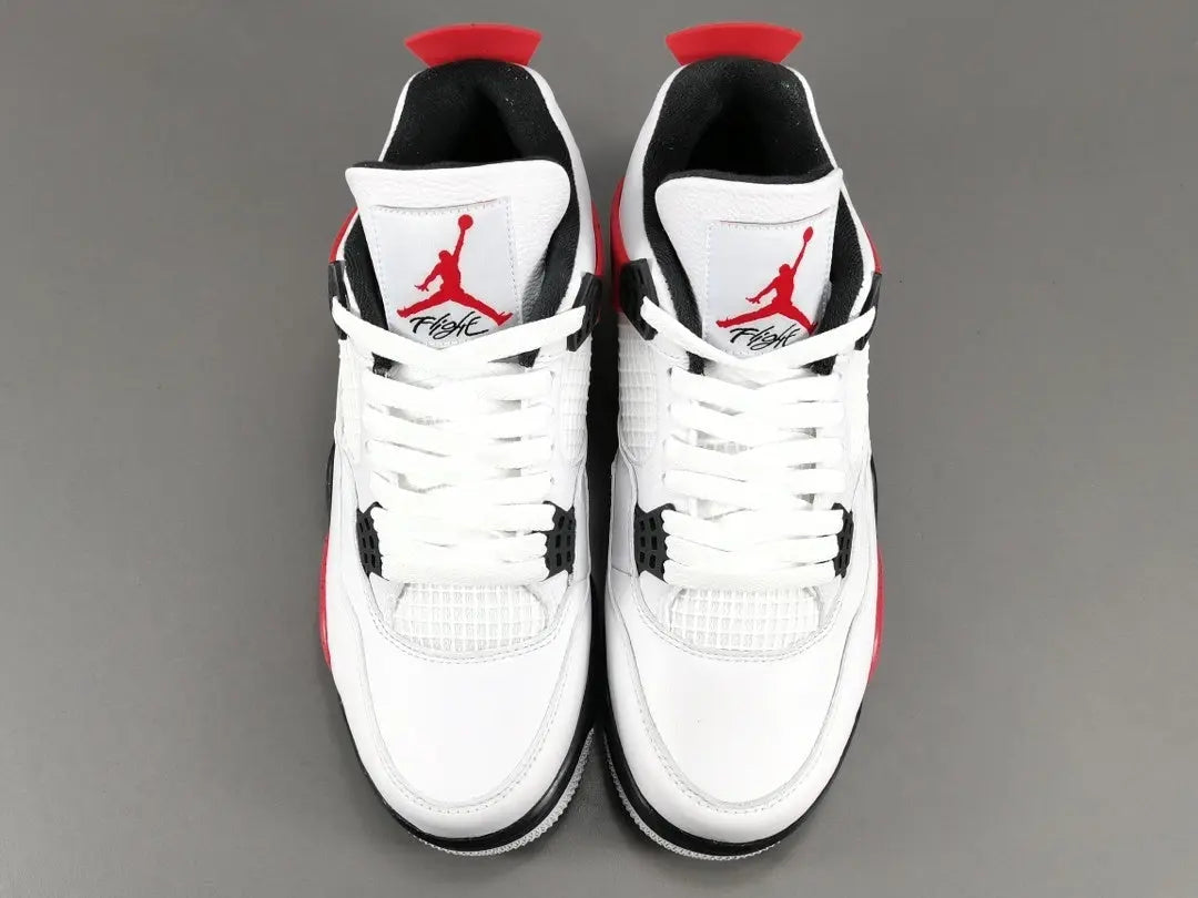 Air Jordan 4 Red Cement white grey red sneakers premium men's shoes
