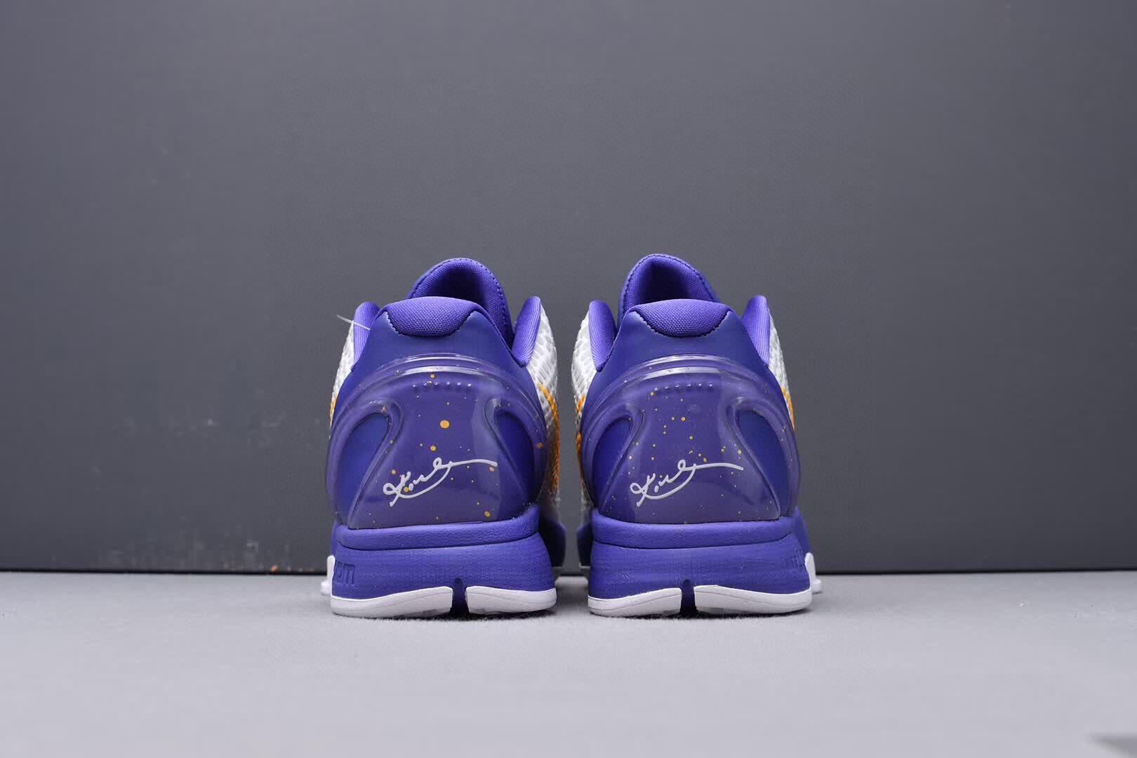 Nike Kobe 6 Lakers Home basketball shoes in purple and gold team colors
