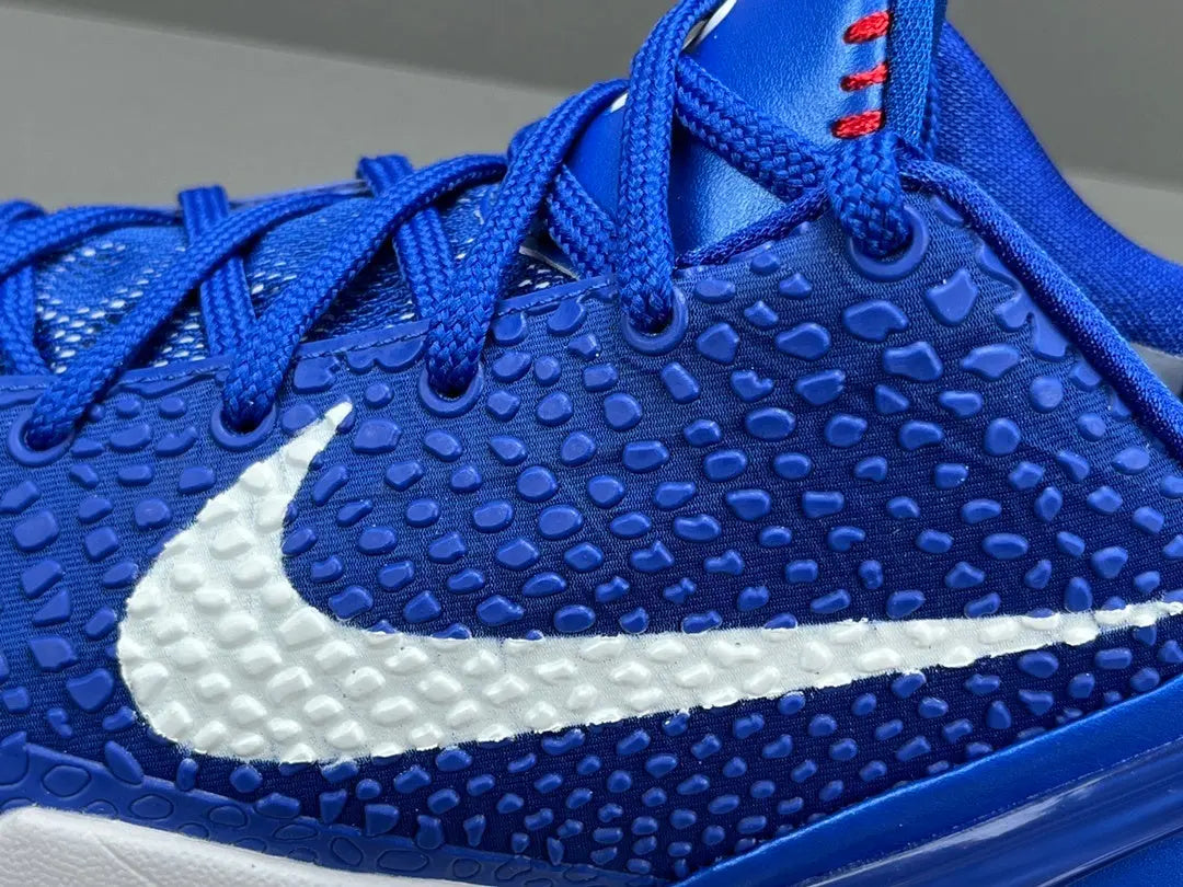 Nike Kobe 6 Protro Dodgers edition basketball shoes in blue and white.
