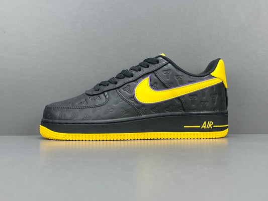 Nike Air Force 1 Kobe Bryant Lakers Away purple and gold leather sneakers
