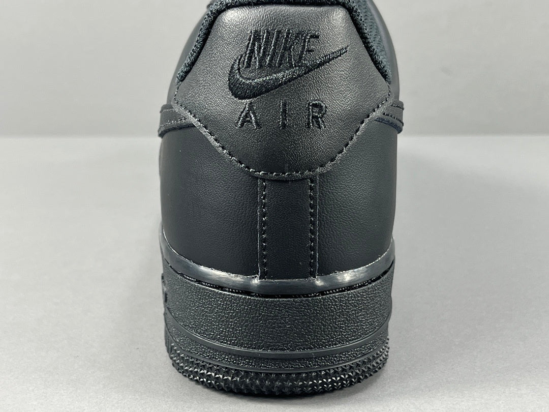 Nike Air Force 1 Black with classic silhouette, smooth leather upper, and all-black finish