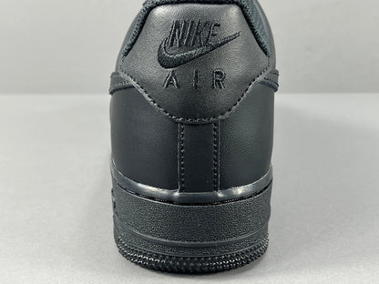 Nike Air Force 1 Black with classic silhouette, smooth leather upper, and all-black finish