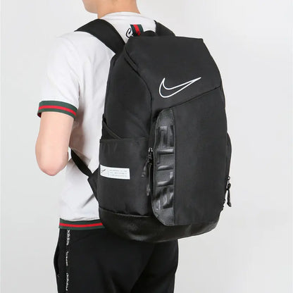 Black Nike Elite Pro basketball backpack with multiple compartments and padded straps
