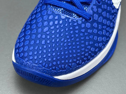 Nike Kobe 6 Protro Dodgers edition basketball shoes in blue and white.
