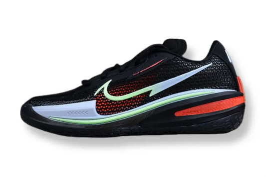 Nike Air Zoom GT Cut Black Crimson Green basketball shoes low top black sneakers with red green accents Zoom Air