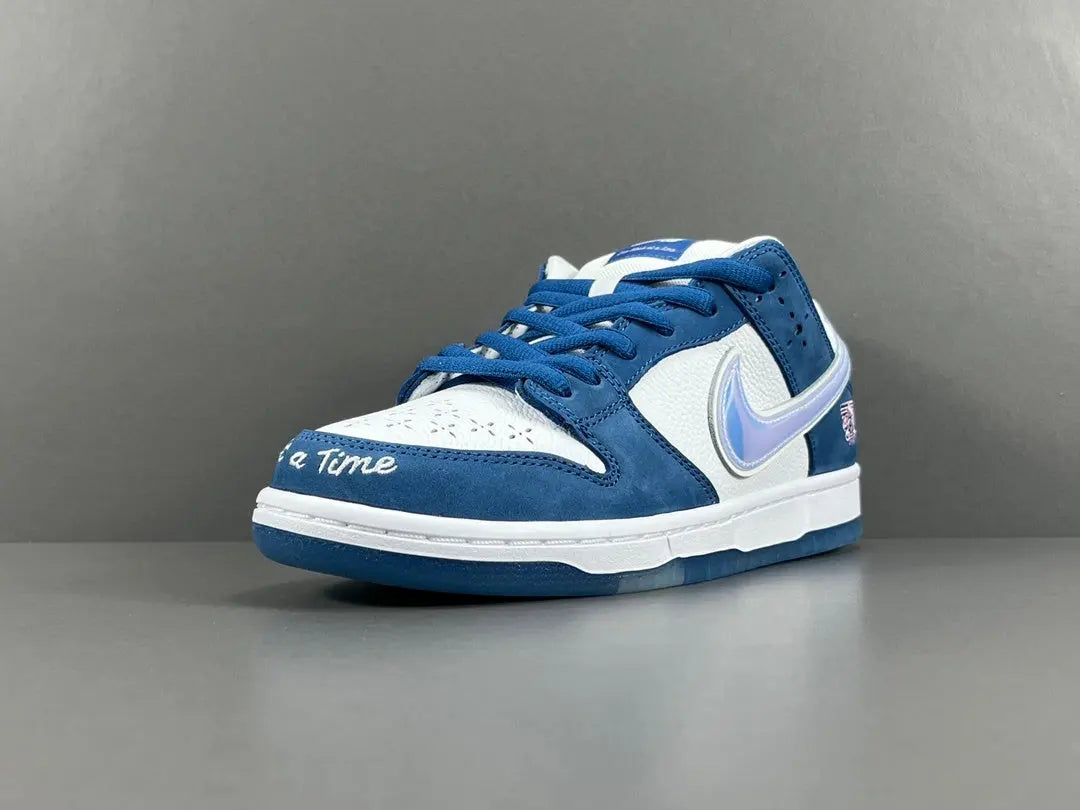 Nike SB Dunk Low Born X Raised One Block At A Time limited edition white blue silver sneaker